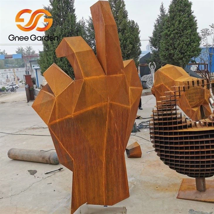 Corten rustic garden abstract sculpture