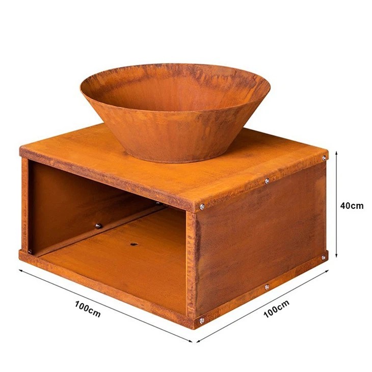 Corten Steel Wood Burning Fire Pit-dimensions