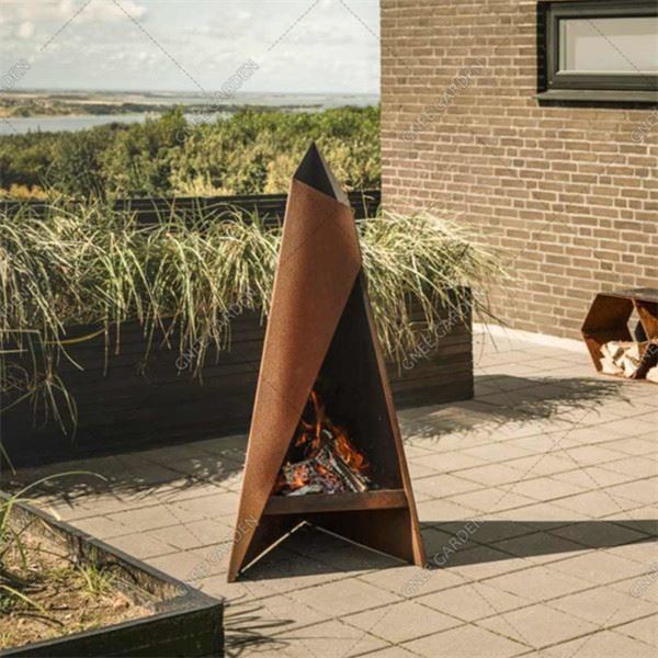 Customized Corten Steel Square Fireplace Outdoor