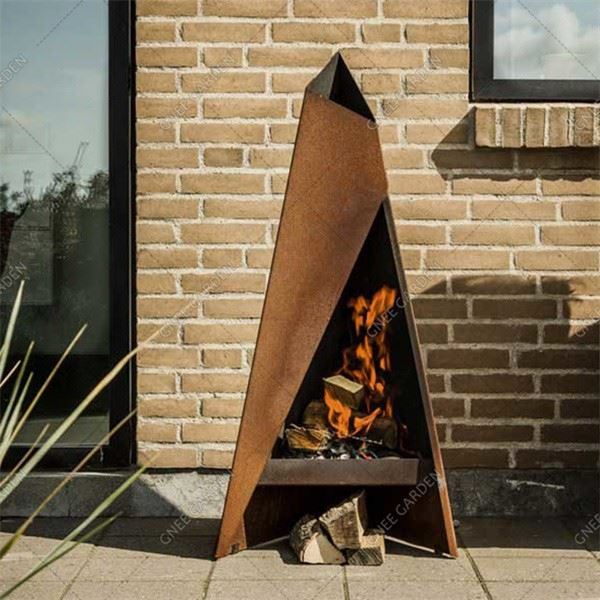 Customized Corten Steel Square Fireplace Outdoor