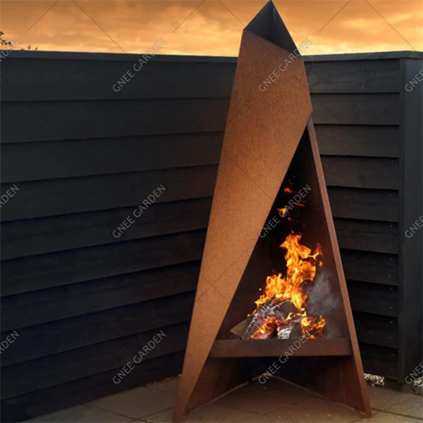 Ochiq havoda moslashtirilgan Corten Steel Square Kamin
