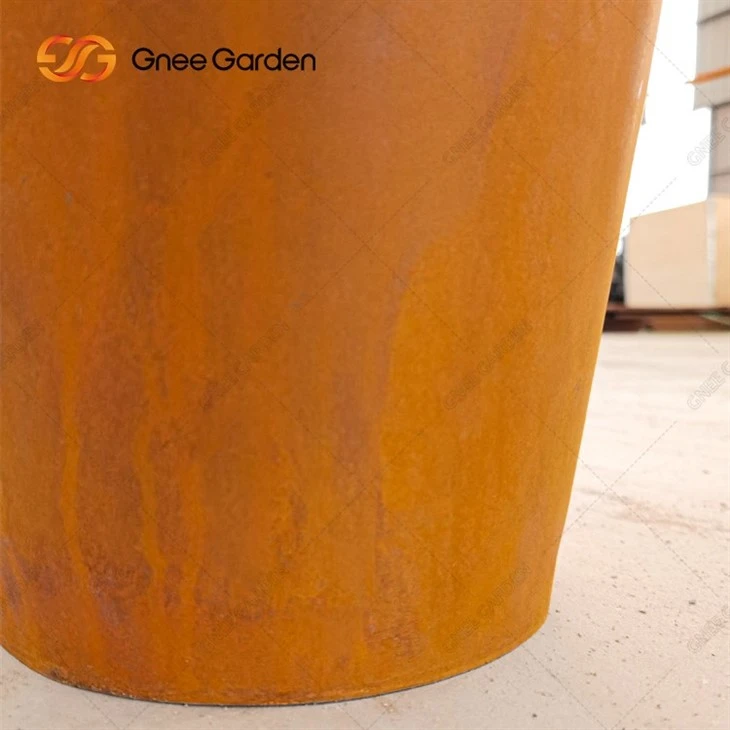 Outdoor Garden Corten Steel Rectangular Decoration Metal Plants Flower Pot Planter