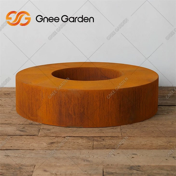 Rusty Corten Steel Firepit Maxsus Ochiq Isitgichli Olovli Pit ishlab chiqarish