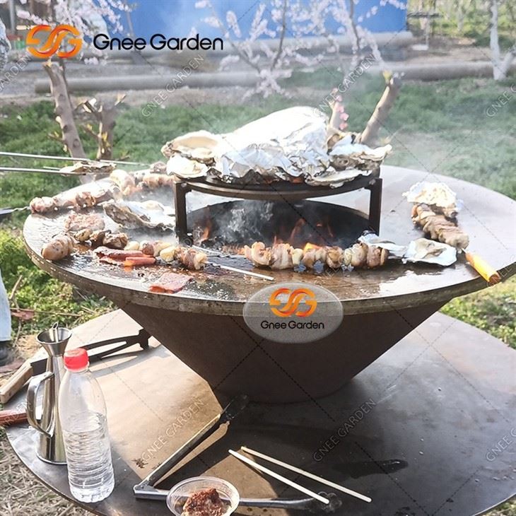 Rusty Corten Steel Metal BBQ Grill Barbecue