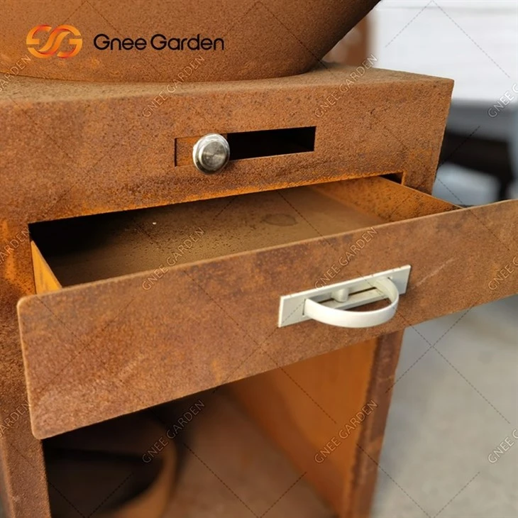 Rusty Outdoor Corten Steel BBQ Grill Fire Pit OEM Manufacture
