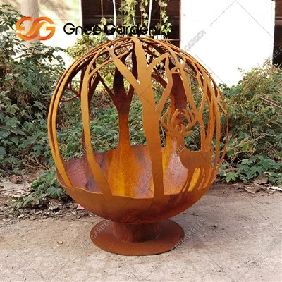 Corten Steel Fireball Fire Pit-ni qo'llab-quvvatlashni moslashtirish
