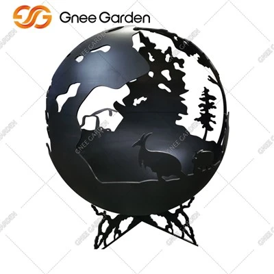 Tayyorlangan Corten Steel Sphere Rust Outdoor Fire Sphere