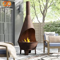 Ochiq yog'och yoqadigan mustaqil Corten kamini