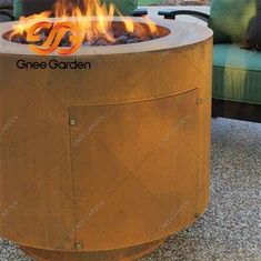 Dumaloq Cor-Ten Chelik Yashirin Tank Firepit
