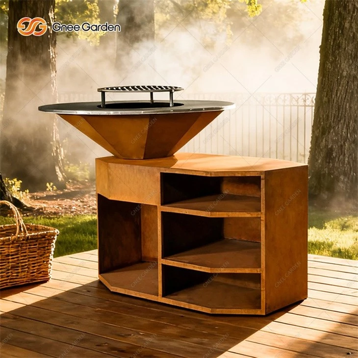Firewood-Friendly Corten Steel Backyard Grill Barbecue